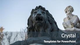  Presentation with lion - Cool new presentation theme with bronze lion sculpture oldest street backdrop and a ocean colored foreground