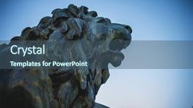  Presentation with lion king - Presentation enhanced with bronze lion sculpture oldest street background and a ocean colored foreground