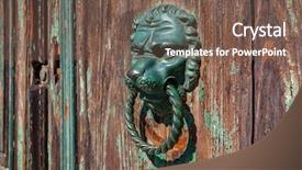  Presentation with metal bronze - Presentation theme consisting of bronze metal doorknob background and a violet colored foreground