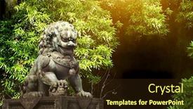  Presentation with forest morning - PPT layouts enhanced with bronze-statue-of-a-lioness background and a tawny brown colored foreground