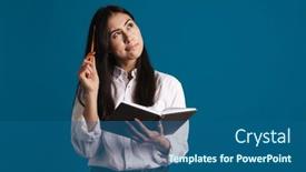  Presentation with planner - PPT theme having brooding-beautiful-asian-girl-writing background and a ocean colored foreground