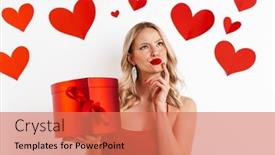  Presentation with red - Theme consisting of brooding-beautiful-girl-in-red background and a coral colored foreground