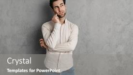  Presentation with thinking - Audience pleasing presentation theme consisting of brooding-handsome-guy-thinking backdrop and a gray colored foreground