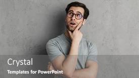  Presentation with thinking - Beautiful presentation featuring brooding-handsome-guy-thinking backdrop and a gray colored foreground