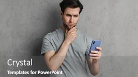  Presentation with thinking - Slide set having brooding-handsome-guy-thinking background and a dark gray colored foreground