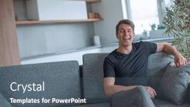  Presentation with living room - Presentation enhanced with brooding-young-man-sitting background and a  colored foreground