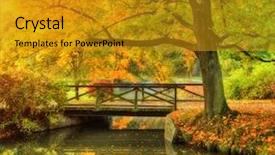  Presentation with scenery - Colorful slide set enhanced with brook - beautiful autumn scenery in park backdrop and a gold colored foreground
