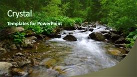  Presentation with forest stream - Cool new presentation design with brook - mountain river flowing backdrop and a tawny brown colored foreground