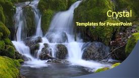  Presentation with mountain stream - Beautiful PPT theme featuring brook - mountain stream among the mossy backdrop and a tawny brown colored foreground