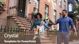  Presentation with walk - Amazing PPT theme having brooklyn - family taking a walk down backdrop and a coral colored foreground