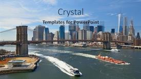  Presentation with brooklyn bridge - Colorful PPT theme enhanced with brooklyn-bridge-and-downtown-manhattan backdrop and a light blue colored foreground