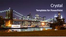  Presentation with brooklyn - Theme featuring brooklyn bridge and lower manhattan skyline in new york city background and a tawny brown colored foreground