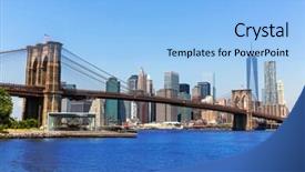  Presentation with brooklyn bridge - Amazing slide deck having brooklyn bridge and manhattan skyline new york city sunshine us backdrop and a light blue colored foreground