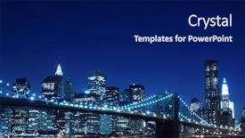  Presentation with brooklyn bridge - Presentation theme having brooklyn bridge and manhattan skyline background and a navy blue colored foreground