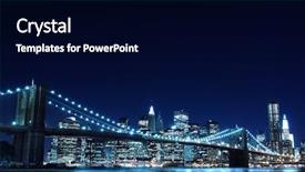  Presentation with brooklyn bridge - Presentation theme featuring brooklyn bridge and manhattan skyline background and a black colored foreground