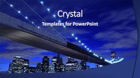  Presentation with brooklyn bridge - Cool new PPT layouts with brooklyn bridge and manhattan skyline backdrop and a navy blue colored foreground