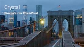  Presentation with brooklyn - Amazing slide deck having brooklyn-bridge-at-early-morning backdrop and a teal colored foreground