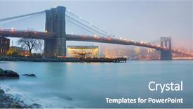  Presentation with brooklyn bridge - Presentation design enhanced with brooklyn bridge at foggy rainy background and a seafoam green colored foreground
