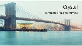  Presentation with brooklyn bridge - Amazing presentation theme having brooklyn bridge at foggy rainy backdrop and a sky blue colored foreground