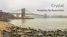  Presentation with brooklyn - Presentation design consisting of brooklyn-bridge-at-foggy-rainy background and a light gray colored foreground