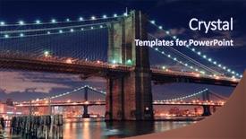  Presentation with brooklyn bridge - Presentation design enhanced with brooklyn bridge closeup over east background and a navy blue colored foreground