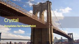  Presentation with brooklyn bridge - PPT theme enhanced with brooklyn bridge from manhattan side background and a tawny brown colored foreground