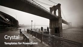  Presentation with brooklyn bridge - Beautiful theme featuring brooklyn bridge in a foggy backdrop and a dark gray colored foreground
