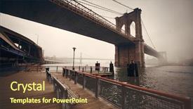  Presentation with brooklyn bridge - Theme having brooklyn bridge in a foggy background and a tawny brown colored foreground