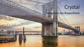  Presentation with brooklyn bridge - Colorful PPT theme enhanced with brooklyn bridge in new york backdrop and a light blue colored foreground