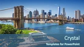 Presentation with brooklyn - Audience pleasing presentation theme consisting of brooklyn bridge in new york backdrop and a ocean colored foreground
