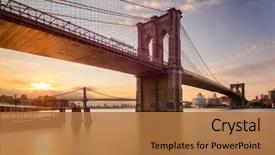  Presentation with brooklyn - Cool new slides with brooklyn bridge in new york backdrop and a coral colored foreground