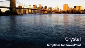  Presentation with brooklyn bridge - PPT theme featuring brooklyn bridge manhattan new york city usa background and a navy blue colored foreground