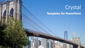  Presentation with brooklyn - Presentation theme consisting of brooklyn bridge near empire-fulton ferry state park at autumn sunny day background and a teal colored foreground