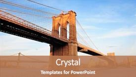  Presentation with manhattan - Slide deck enhanced with brooklyn bridge over east river background and a coral colored foreground