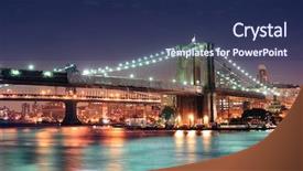 Presentation with brooklyn - Amazing presentation design having brooklyn bridge over east river at night in new york city manhattan with lights and reflections backdrop and a navy blue colored foreground
