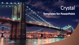  Presentation with brooklyn bridge - Colorful presentation enhanced with brooklyn bridge over east river backdrop and a navy blue colored foreground