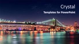 Presentation with brooklyn - Beautiful PPT theme featuring brooklyn-bridge-panorama-over-east backdrop and a navy blue colored foreground