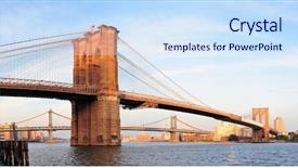  Presentation with brooklyn - Cool new slides with brooklyn bridge panorama view backdrop and a sky blue colored foreground