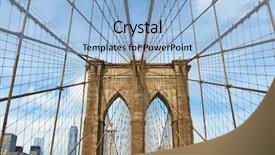  Presentation with brooklyn bridge - Cool new PPT theme with brooklyn bridge pillar new york backdrop and a light blue colored foreground