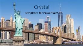  Presentation with cityscape manhattan bridge - Colorful slide set enhanced with brooklyn-bridge-with-cityscape backdrop and a teal colored foreground