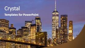  Presentation with new york state - Theme with brooklyn bridge with lower manhattan background and a ocean colored foreground