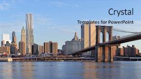  Presentation with brooklyn bridge - Audience pleasing slide deck consisting of brooklyn bridge with lower manhattan backdrop and a light blue colored foreground