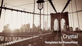  Presentation with pedestrian bridge - Beautiful PPT layouts featuring brooklyn bridge with pedestrian backdrop and a tawny brown colored foreground