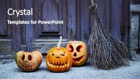  Presentation with halloween - Presentation theme with broom for holiday halloween background and a tawny brown colored foreground