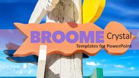  Presentation with 3d signpost - Theme enhanced with broome signpost with beach background background and a coral colored foreground
