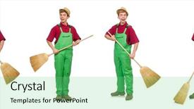  Presentation with history earth globe isolated white - Slide deck enhanced with broomstick - man janitor isolated background and a seafoam green colored foreground