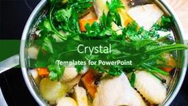  Presentation with soup - Audience pleasing PPT theme consisting of broth-boiling-chicken-soup backdrop and a forest green colored foreground