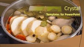  Presentation with soup - Slide deck having broth-boiling-chicken-soup background and a tawny brown colored foreground