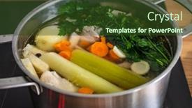  Presentation with soup - Colorful theme enhanced with broth-boiling-chicken-soup backdrop and a tawny brown colored foreground