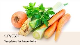  Presentation with white blood cell - Presentation theme consisting of broth carrots onion leeks celery background and a yellow colored foreground